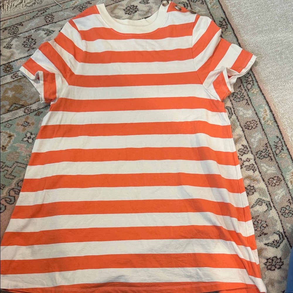 Sezane Orange and White Striped Mini Dress